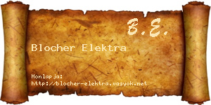 Blocher Elektra névjegykártya